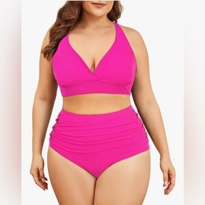 Womens Plus Size Bikini Two Piece Swimsuits Tummy Control Bathing Suits High